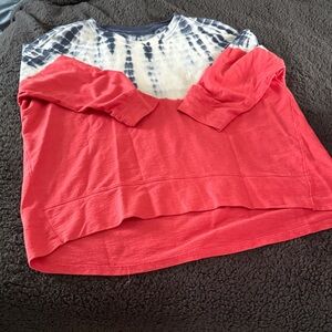 Tie-Dye Red and Blue Shirt 3/4 sleeves